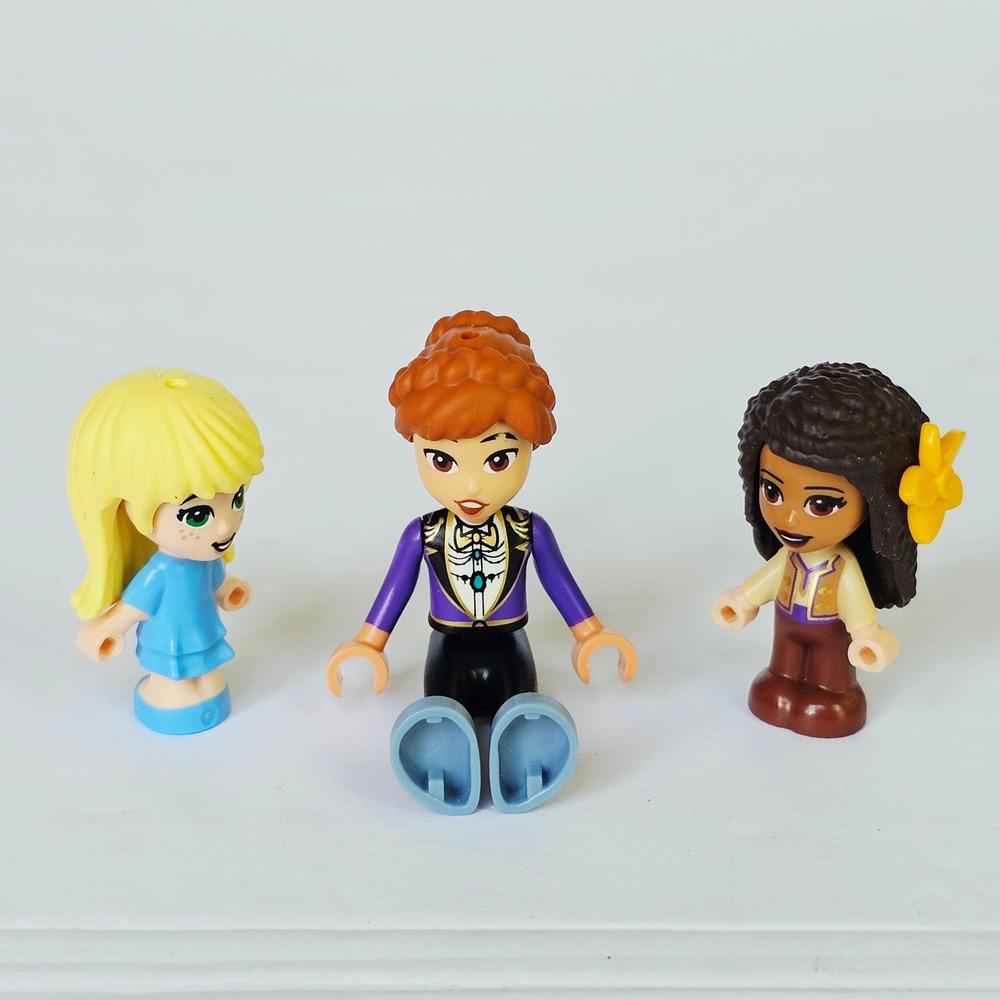LEGO Mini-doll Hair Pieces Lot 3pk Blonde Ginger Brown Braids Flower Accessory